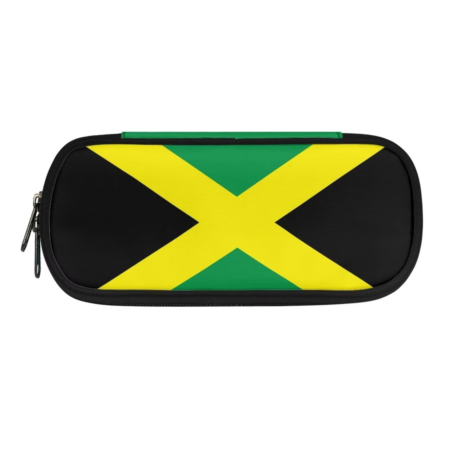 HUGS IDEA Novelty Jamaica Flag Pencil Case for Adults Teen, Large Capacity Pencil Case with Durable Zip Closure, Stationery Desk Organizer for Kids School Office Supplies — image 1