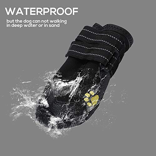 Cucudy Sapatos de cão Botas Sapatos À Prova D 'Água para Cães com Reflexivo Robusto Anti-Slip Sola