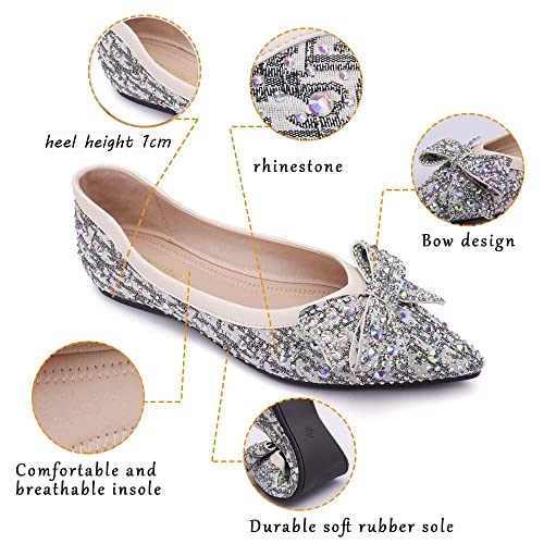 Image of Pearl Decoration Women's Flat Bottom Pointed Toe One Step Shoes