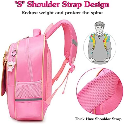 Cute Cat Pink School Backpack with Lunch Bag for 8-16 Year Old Girls, Elementary School Bags Bookbags for Kids - Image 6