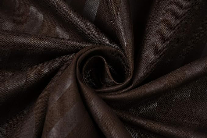 Image of DECOR2ADMIRE 300 Thread Count Premium Glace Cotton Plain Stripe Single Bedsheet with One Pillow Cover (60 inch x 90 inch) (Coffee, Pack of 2)