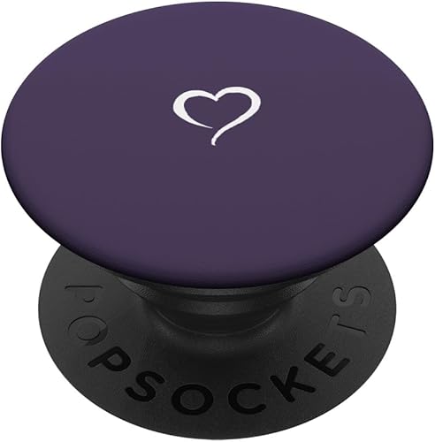 Púrpura oscuro Dibujado a mano Corazón Minimalista Amor PopSockets PopGrip Agarre intercambiable para teléfonos y tabletas