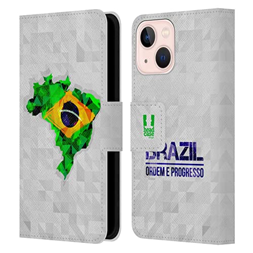 Funda iPhone 13 Mini Brasil Mapas Geométricos Carcasa Cuero Tipo Libro Tarjetero