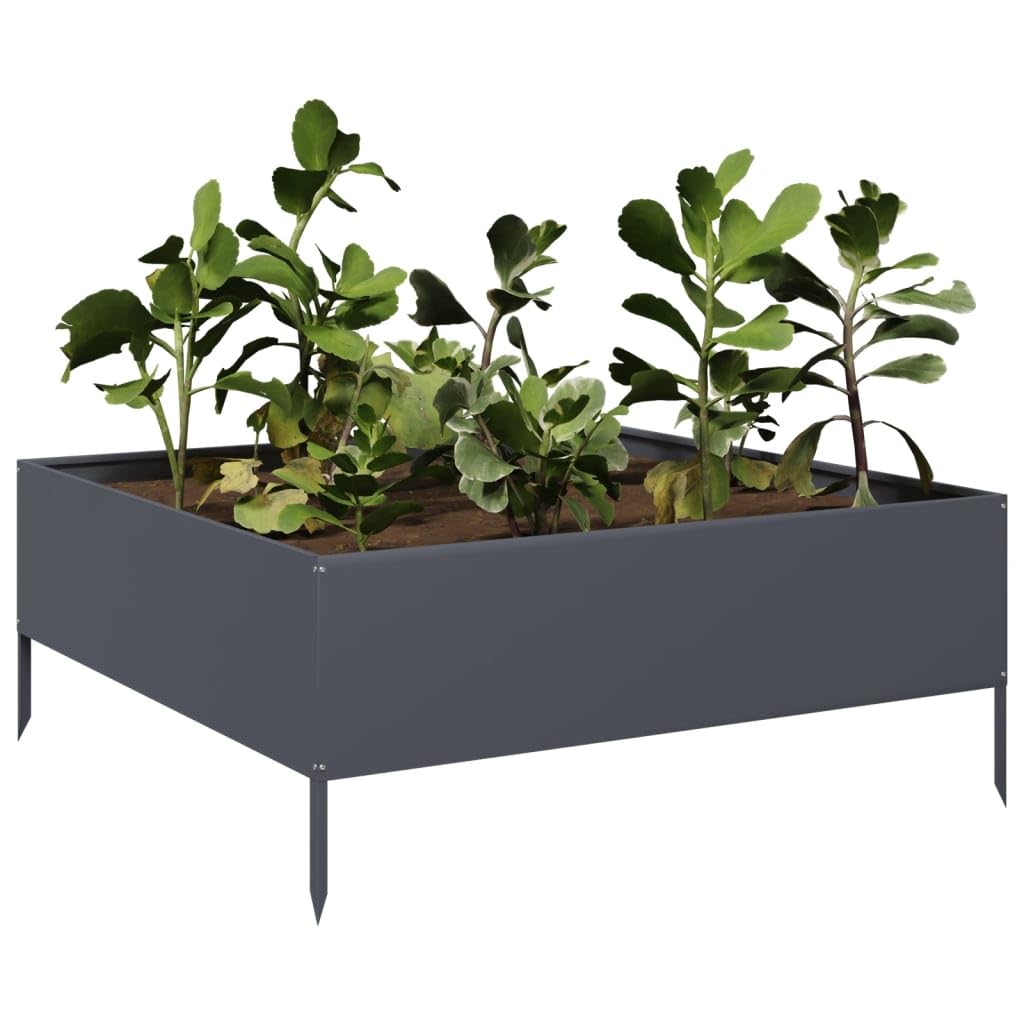 Arriate de Acero Gris Antracita 100x100x25 cm, Mesa De Cultivo, Huerto Domestico, Cultivo De Plantas Aromaticas, Arriate De Jardín - 851033