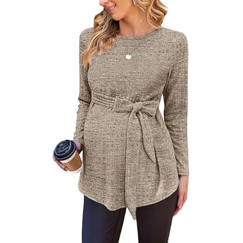 Ekouaer Long Sleeve Maternity Top Cover