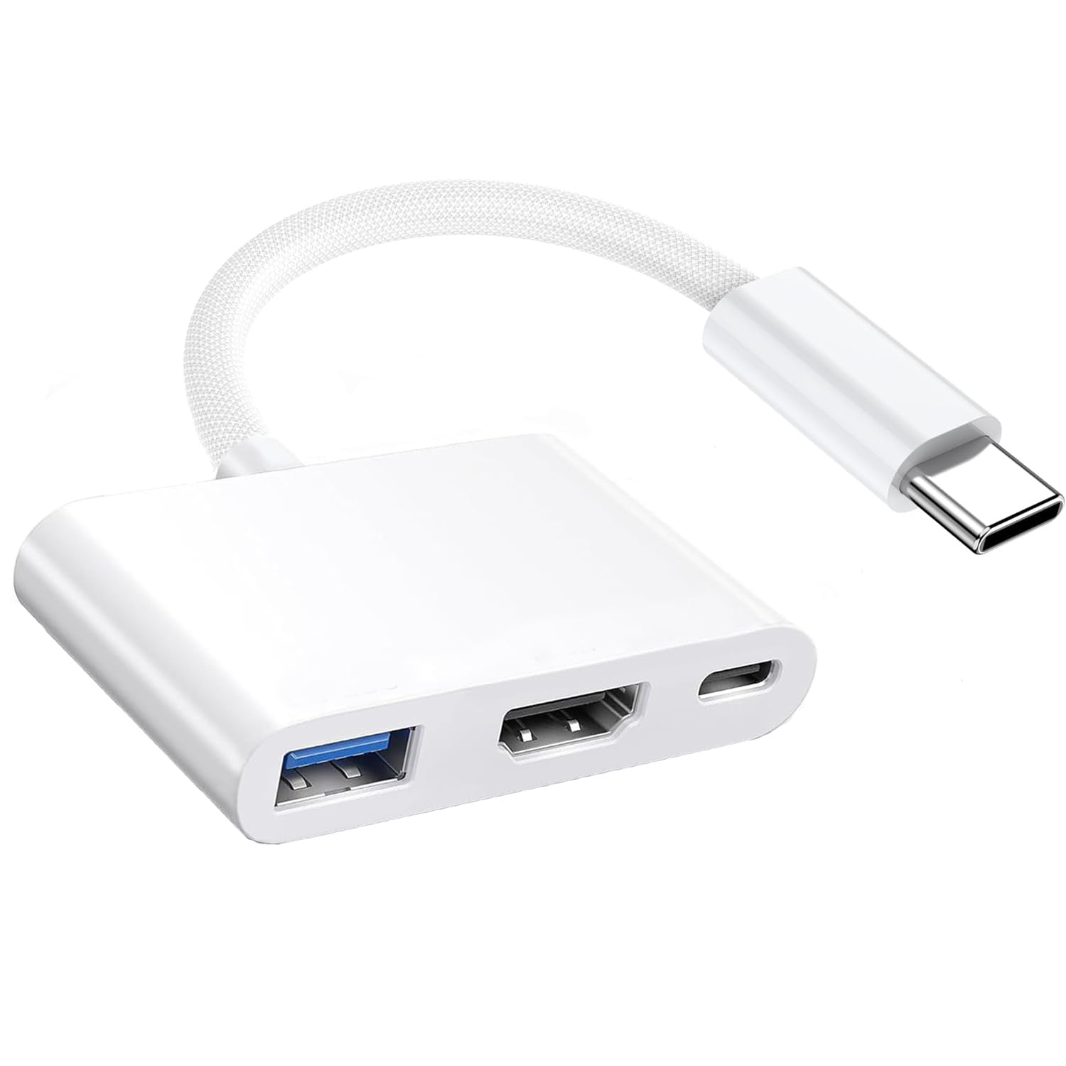 [Certyfikat Apple MFi] adapter USB C na HDMI 3 w 1 do HDMI 8K 30 Hz do iPhone 17/16/15, kabel typu C na HDTV z 100 W PD i USB 3.2, kompatybilny z MacBook Pro/Air, iPad Pro na