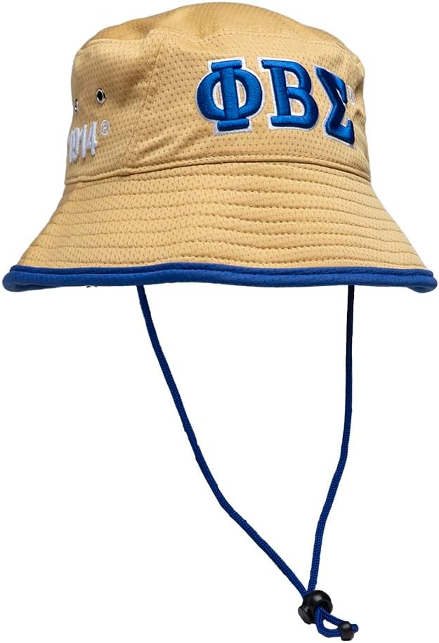 Phi Beta Sigma Novelty Floppy Bucket Hat Khaki, Blue, One Size