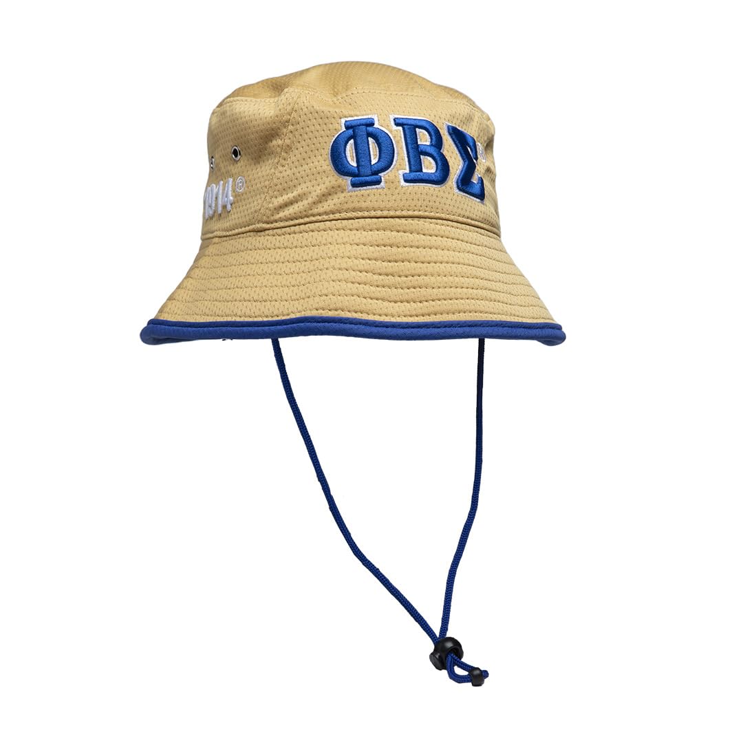 Phi Beta Sigma Novelty Floppy Bucket Hat Khaki, Blue, One Size