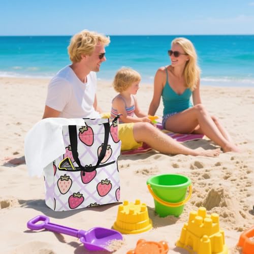 Bolsa de mano para niños y estudiantes con divertido diseño de fresas 7