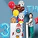 19pcs Cartoon Toy Themed Party Decorations, Number 3rd Boys And Girls Birthday Party Supplies, Cowboy Hat Boots Rocket Mylar Foil Balloon, Red Blue Yellow Balloons With Cow Print (3rd)