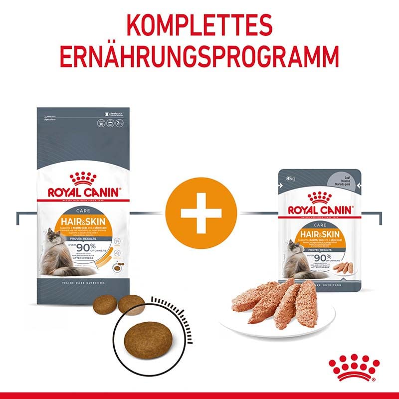 Royal Canin FCN Hair & Skin Loaf | 12 x 85 g | Alleinfuttermittel für ausgewachsene Katzen (Mousse) | Kann zu einem gesunden Fell beitragen | Kann dabei helfen das Fell zu unterstützen