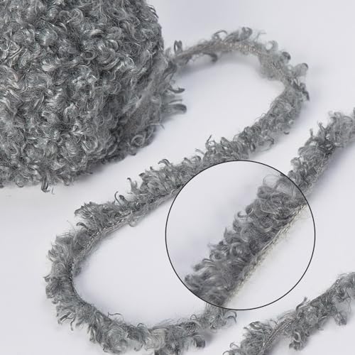 Pretty Jolly Teddy Fur Yarn - Super Soft, Chunky, Fluffy Faux Fur - Total Length 2×50m (100g×2) - Dark Grey - Image 3