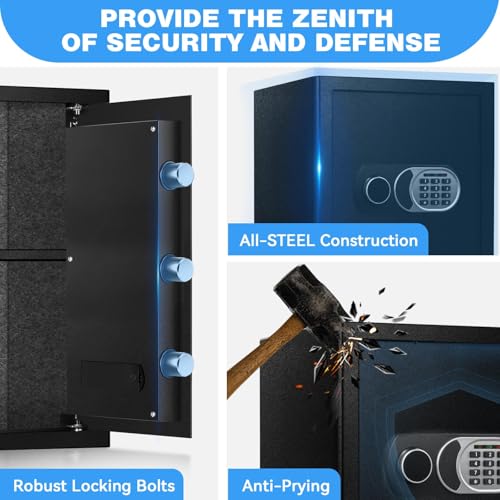 3.0 Cuft Fireproof Waterproof Home Safe, Anti-Theft Safety Box with Digital Keypad, Smart Alert System, LED Interior Light, Fireproof Bag and Spare Keys, Secure Storage for Cash Documents Valuables by ToruKeep - Used condition - Image 7