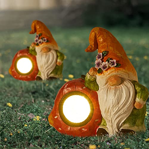 2 Stück Solar-Zwerg-Lichter, Garten-Harz-LED-Strahler für den Außenbereich, Wege, Hof, solarbetrieben, wasserdicht, dekorative Statuen, Figur für Landschaftsdekoration