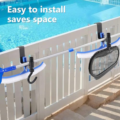 Lettry 2 Pcs Pool Fence Hooks, Pool Tool Organizer, for Hanging Pool Cleaning Accessory, Pool Pole,Brush, Leaf Skimmer Net,Vacuum Head, Suitable 3/4 Inch to 1-1/4 inch Railing - Image 3