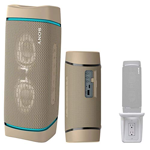 Creative Product Sony SRSXB33 Extra BASS Bluetooth Wireless Portable Speaker (Taupe) with Knox Gear Multipurpose Outlet Wall Shelf Bundle (2 Items)