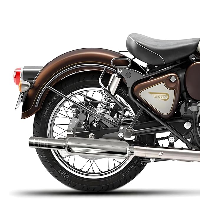 Image of WORDZ Short Punjab Silencer Free Flow For Loud Sound For Royal Enfield Classic Reborn 350cc, Bullet 2023 350cc, Meteor 350cc (Big Mouth, Chrome)