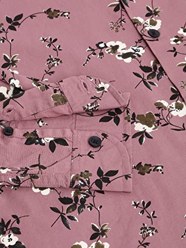 Image of Dennis Lingo Men's Floral Dusty Slim Fit Cotton Casual Shirt with Spread Collar & Full Sleeves