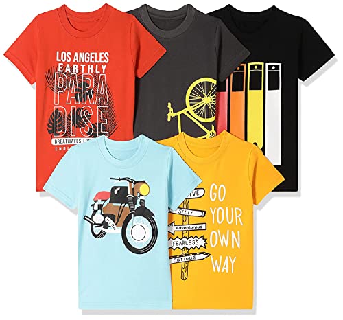 T2F Boys Boys regular fit tshirt T-Shirt (pack of 5)