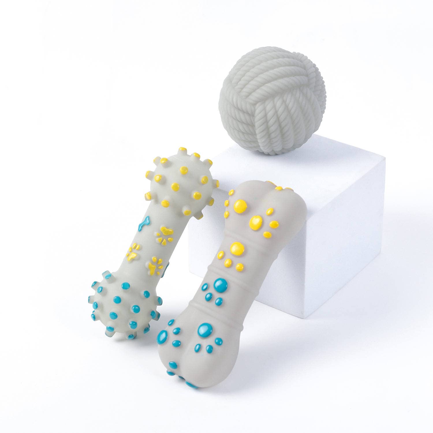 Chewable Dog toys, 3 (molar stick, bone, ball) Bite resistant, Teeth Cleaning, Enjoyable and Durable Toys for your dog