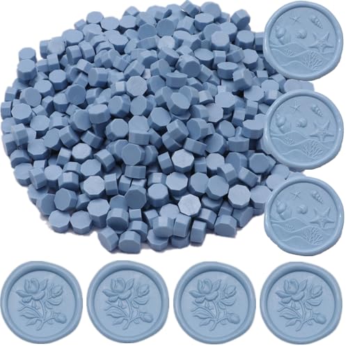 Dust Blue Wax Seal Beads, 400Pcs Sealing Wax Beads, Octagon Wax Sealing Beads, Sealing Wax Beads Set for Wax Seal Stamp, Gift Wrapping, Letter Sealing (Dust Blue)