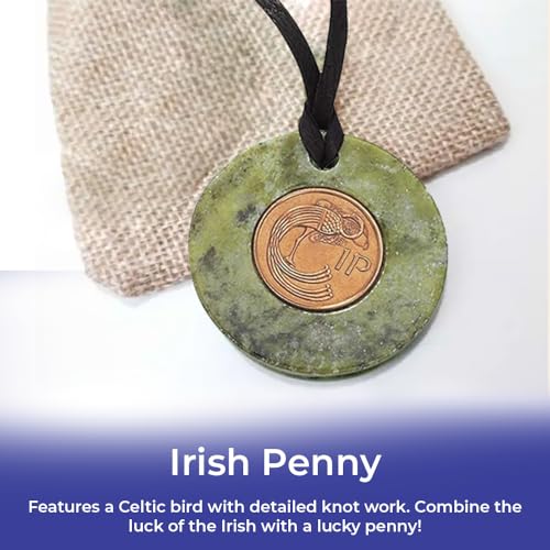 SAGEFINDS Connemara Marble Irish Penny Necklace, Lucky Penny from Ireland, Pendant for Women, 18” Cord4