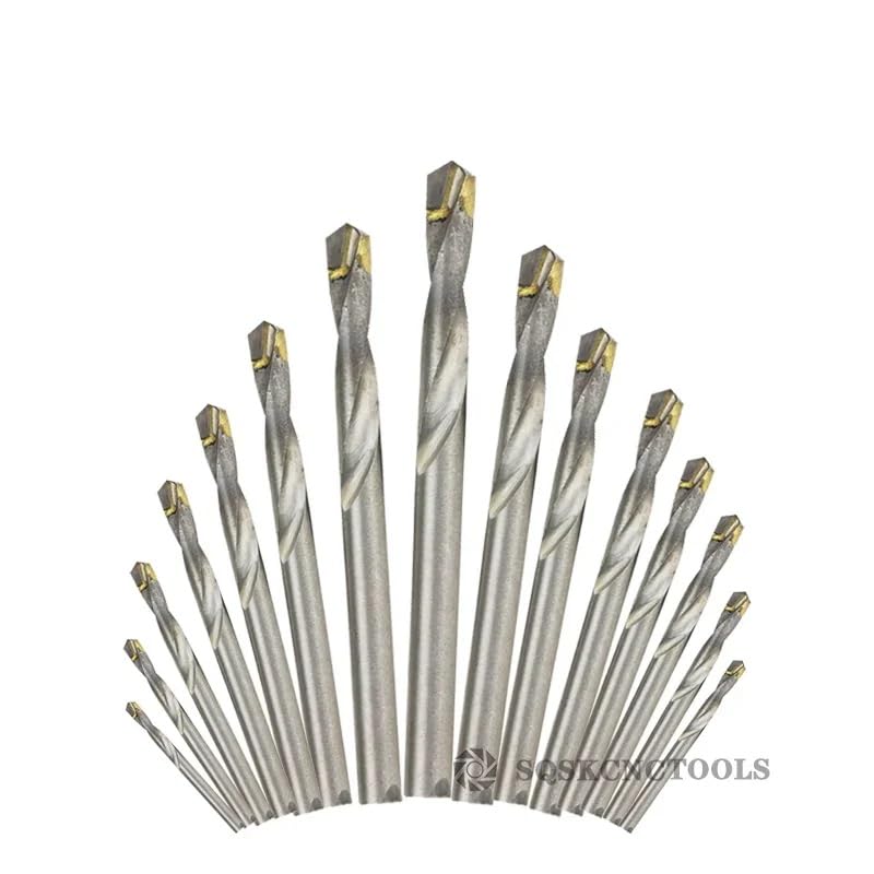 Brocas de vástago recto carburo tungsteno, 10/13/18 Uds., 3-20mm, for perforación cerámica aleación hierro