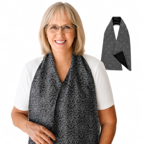 Wise Haven Adult Bibs for Women & Men, Reversible Black-White Dining Scarf