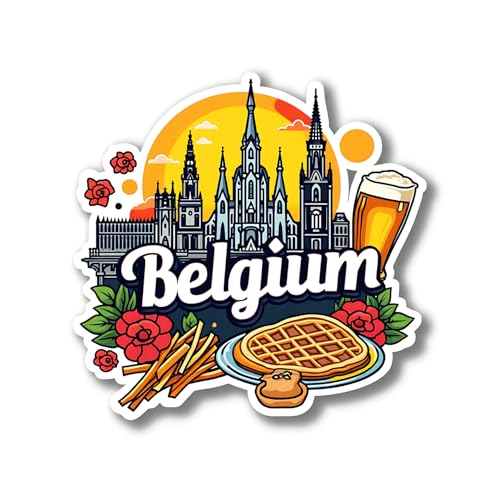 Image of Naxon Belgium Country Theme Souvenir Wooden Refrigerator Stylish Fridge Magnet - Fridge Decoration Magnet for Kitchen & Home Decor | Perfect Souvenir Gift | Size 3x3 Inches | Pack of 1