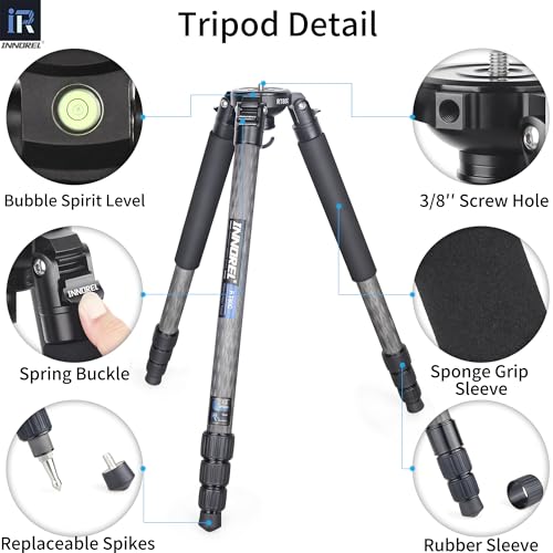 Image of INNOREL RT80C Carbon Fiber Tripod Professional Birdwatching Heavy Duty Camera 20kg max Load Bowl Tripod Birdwatching Camera Stand (Max Tube 32mm, Tripod + Bowl Adapter)