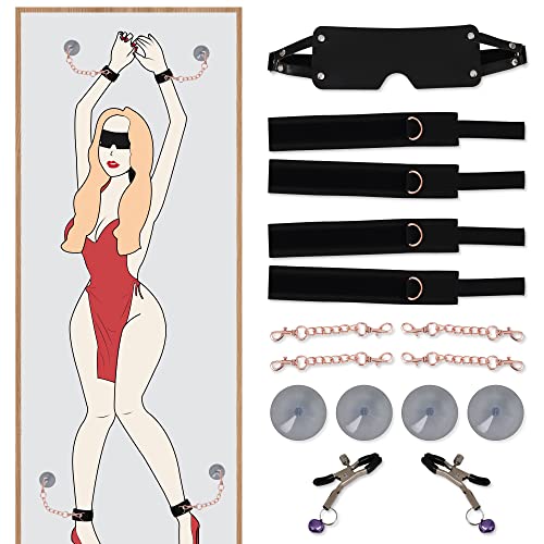 Sex Bondage BDSM Restraints Kits 10PCS Bondage Sets with Handcuffs Ankle Cuffs Blindfold Nipple Clamps Sexy Toys for Couples