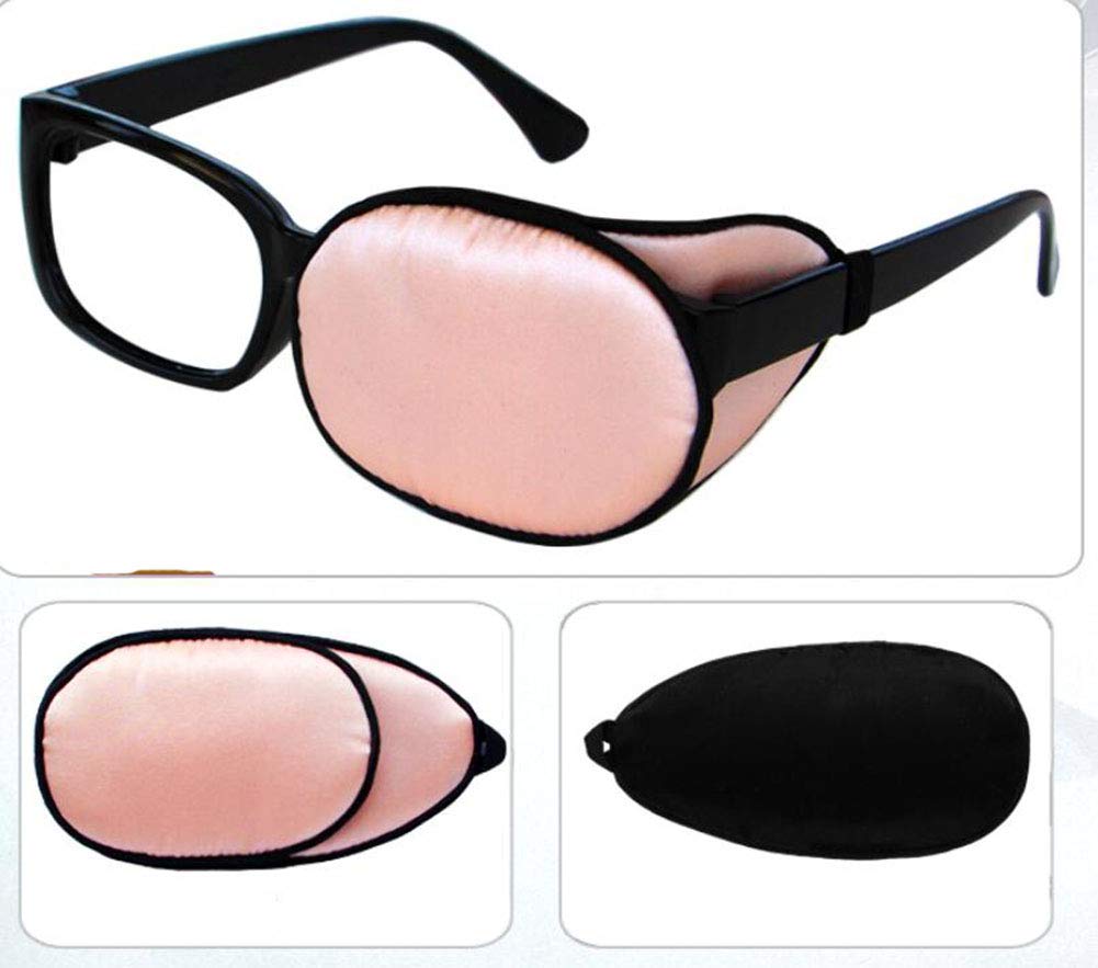 Kid/Adult Visual Acuity Recovery Silk Eye Mask Training Amblyopia Strabismus Corrected Lazy Eye Patches for Glasses(Pink)