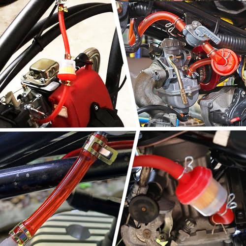 Image of Dirt Bike Gas Fuel Line Hose Fuel Filter for 50cc 110cc 125cc TaoTao Coolster Apollo GY6 Motorcycle Pit Bike Motocross Pocket Bike Chinese Atv Four Wheeler Moped Scooter Quad Go Kart Parts Red