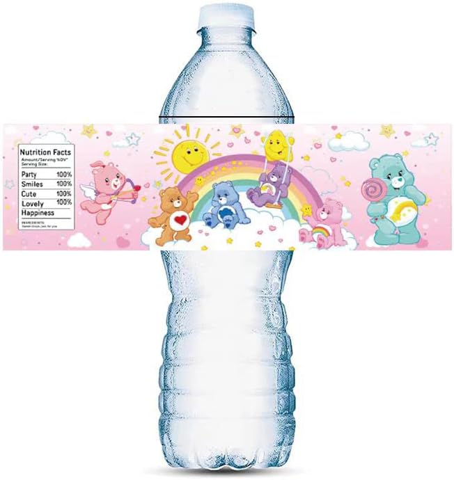 20PCS Water Bottle Labels for care cute bear Birthday Party Supplies The me Party Supplies Stickers Decorations for Kids care cute bear Birthday Party Favors