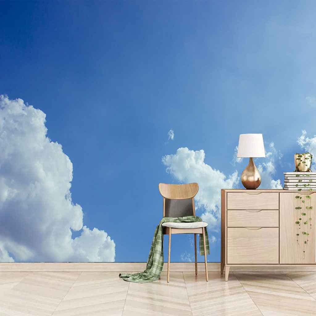 Papier peint panoramique ciel bleu canevas auto-adhésif pour salon