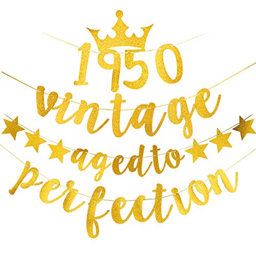 Yoaokiy 70th Birthday Party Decorations Supplies - Glitter Vintage 1950 Aged to Perfection