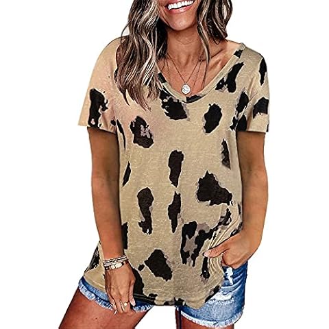ADDZYY Damen Sommer T-Shirt Tuniken Tops Blusen Damen Casual Solid T-Shirts Lose Kurzarm T-Shirt Sommer Kurzarm Oberteile Mode Tee Tops Shirt Hemd Bluse Casual Sweatshirts Kapuzenpullover Lose Tshirt Cover