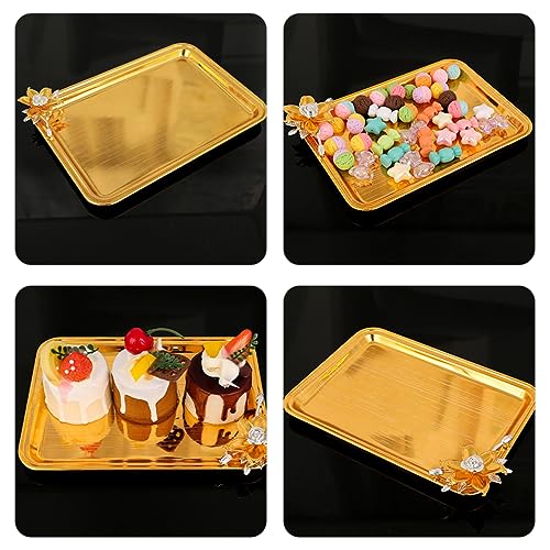 Plato metálico elegante de diseño rectangular resistente para servicio exclusivo de mesa 5