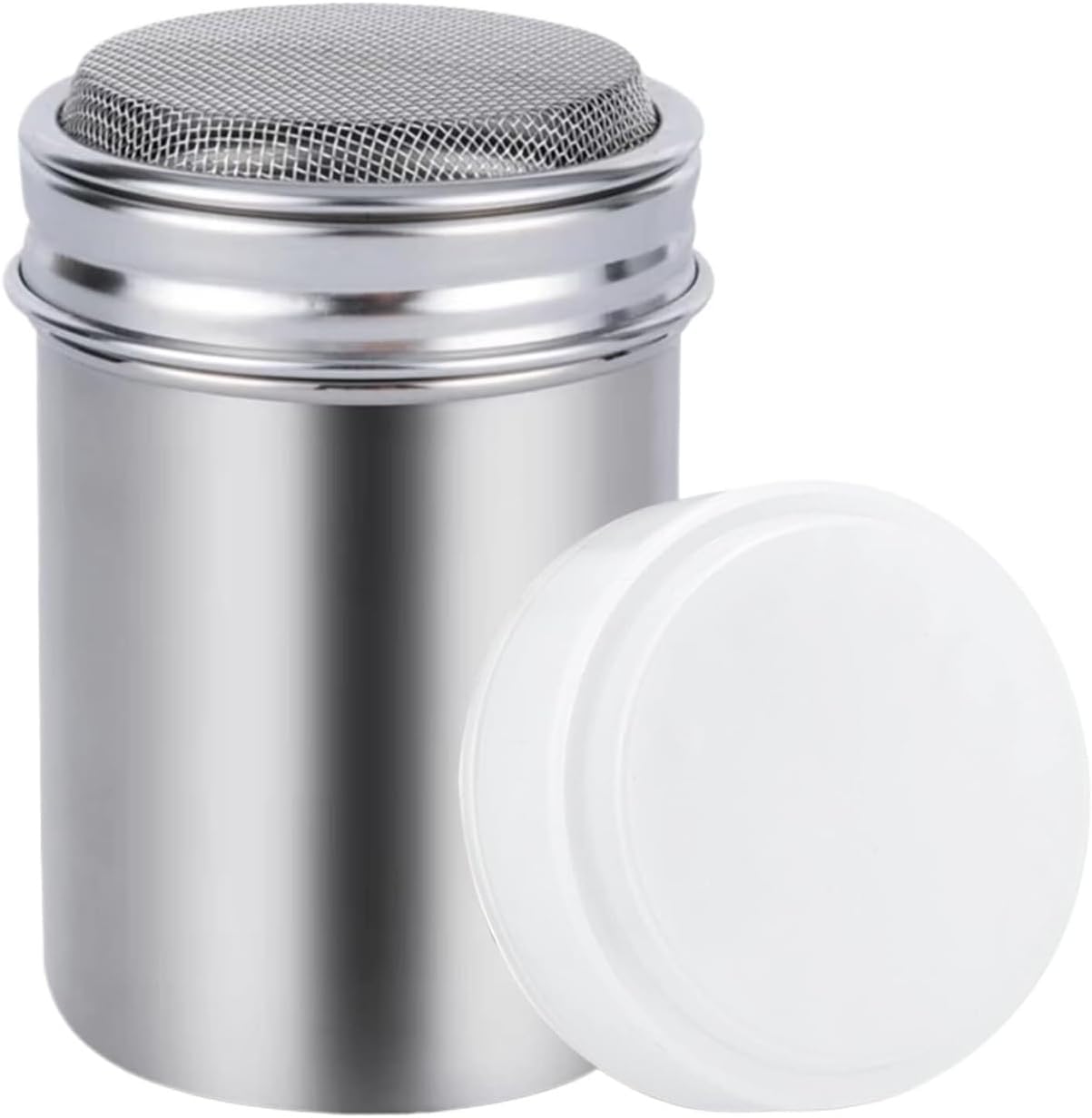 KYUEPONG Sugar Container, Sugar Dispenser,Stainless Steel Seasoning Can Powdered Shaker Duster with Lid, Icing Chocolate Flour