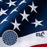 American Flag 3x5 ft Deluxe Super Tough Series, 100% in USA, Heavy Duty Spun Polyester, All Weather US Flag High Wind with Embroidered Stars, Sewn Stripes, Durable United States Flags Outdoor Outside
