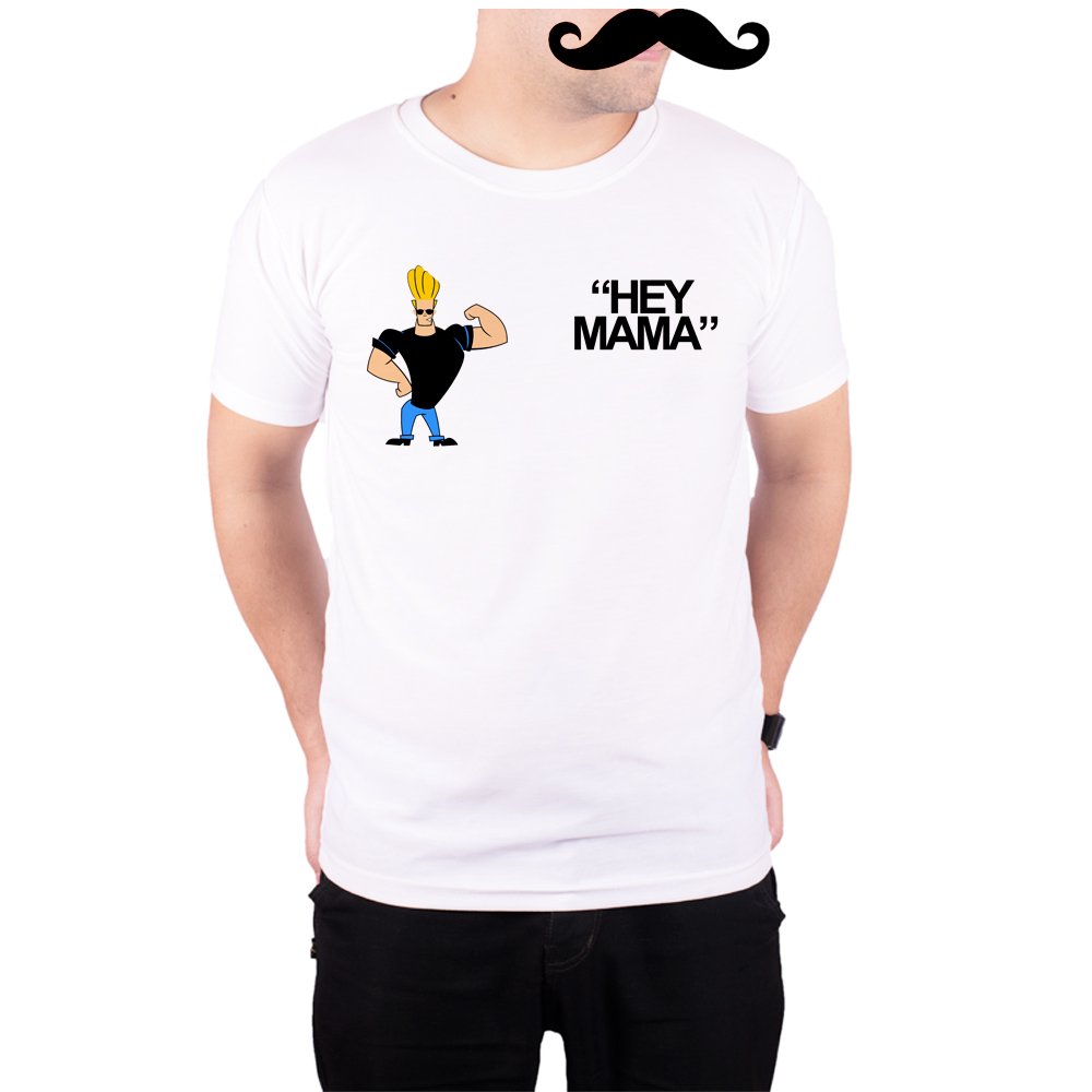 Mooch WaleJohnny Bravo Hey Mama White Quick-Dri T-Shirt for Men