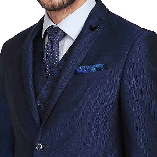 Image of Blackberrys Men Red Solid Slim Fit Suits
