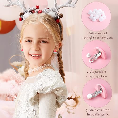 Image of Kids Clip On Earrings for Girls 20 /30 /40 Pairs Hypoallergenic Clip on Earrings for Kids Cute Animal Earrings for Little Girls Jewelry Set Party Favor Gift