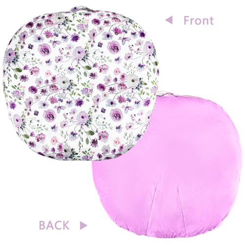 Image of GFU Newborn Lounger Cover Replacement, Soft Baby Lounger Cover 1 Pack, Breathable Infant Removable Slipcover for Boys Girls, Purple Flowers
