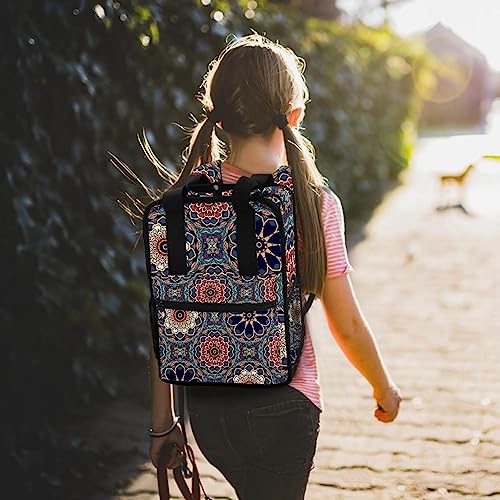 Sac à dos psychédélique multicolore à motif mandala et bretelles souples