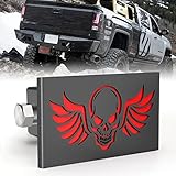 boslla Trailer Hitch Cover, Skull Metal 2' Inch Tow Rear Receivers Plug Covers Black with Stainless Steel Pin Bolt for Trucks, RV, Cars (Skull)