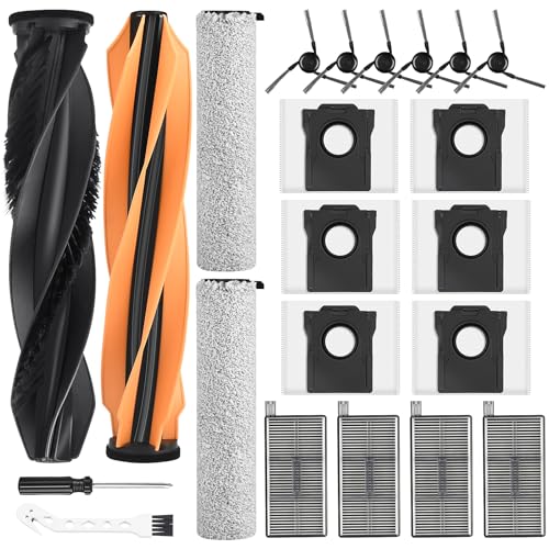 Lot de 22 Accessoires pour Robot aspirateur Dreame Aqua10 Ultra Roller Complete, 2 brosses principales, 6 Sacs à poussière, 2 Rouleaux de Nettoyage, 4 filtres, 6 brosses latérales