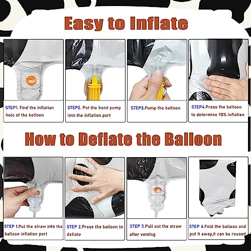 Image of Cow Print Number 7 Balloon, Large 40 Inch Cow Number Birthday Balloons | Helium Foil Mylar Balloon Cow Themed Birthday Party Decorations | Farm Barn Decor for kids,Girl,Boy