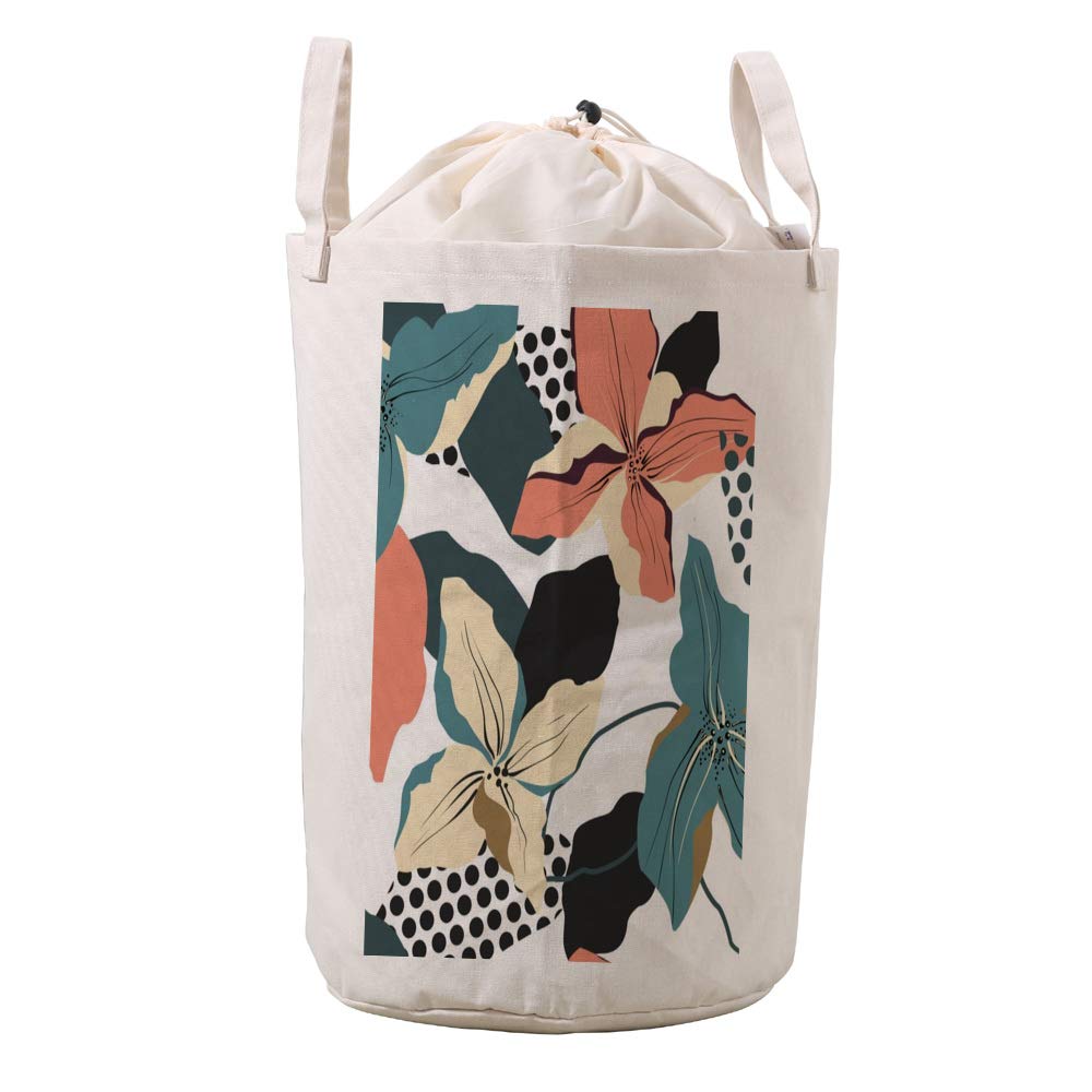 Panier à linge épais avec cordon de serrage tissu géométrique