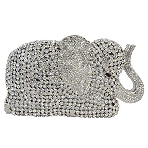 Pochette soirée strass éléphant avec chaîne amovible finitions luxe